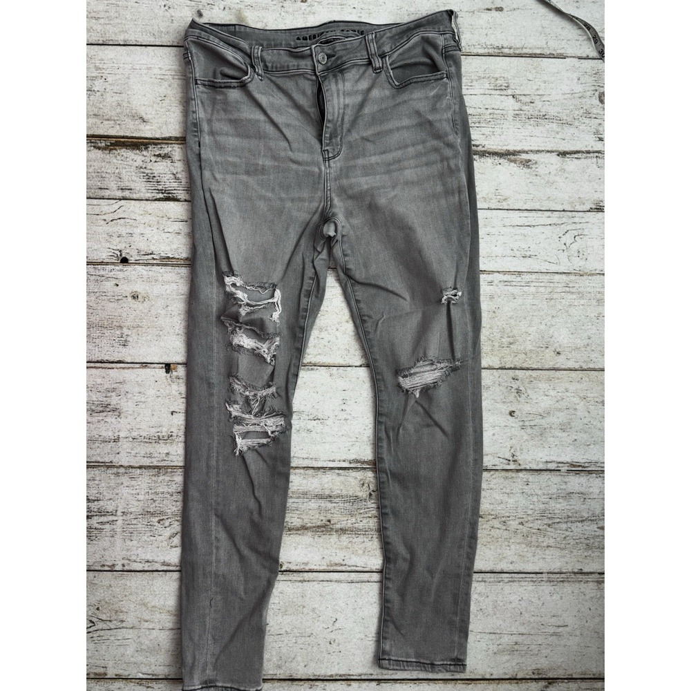 AMERICAN EAGLE Hi-Rise Jeggings 14 Regular Gray Next‎ Level Stretch Jeans